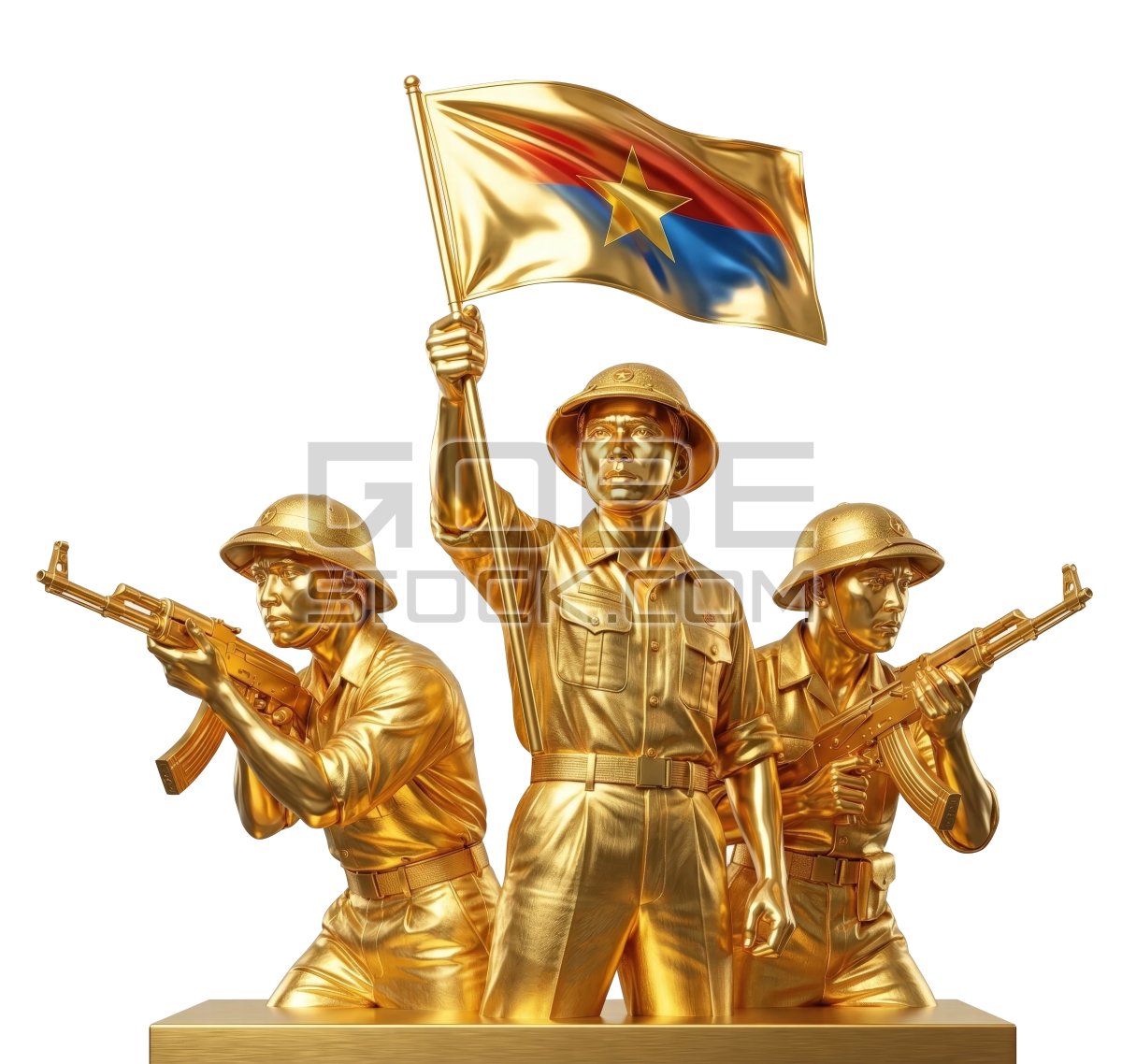 Golden statue of a Vietnamese soldiers