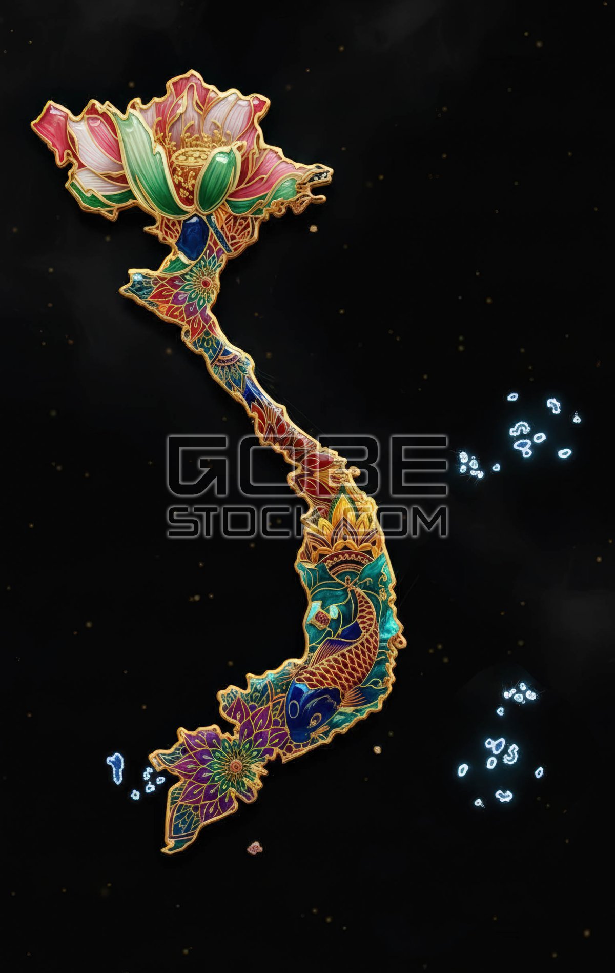 Stylized map of Vietnam