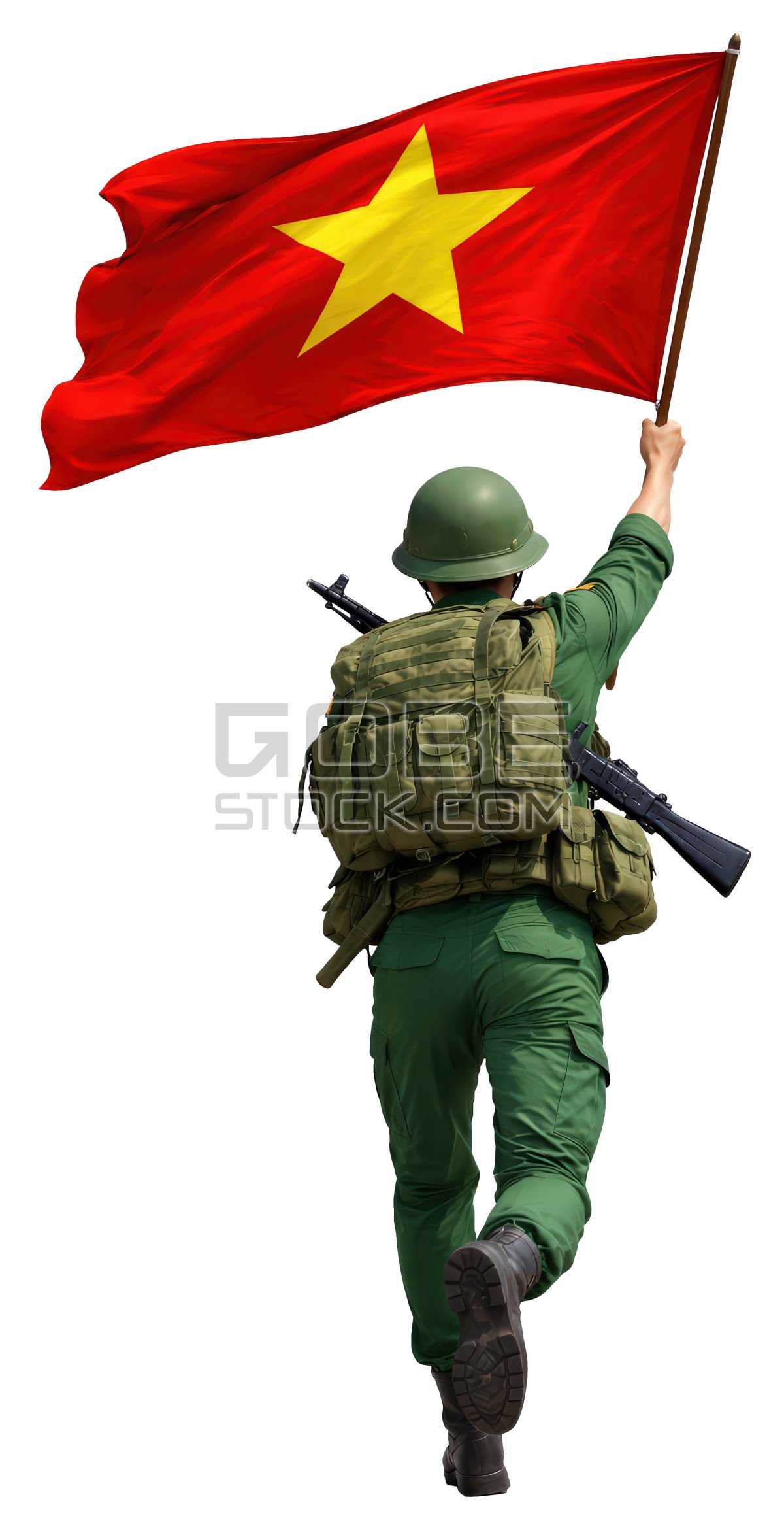 Vietnamese soldier holding the flag (2)