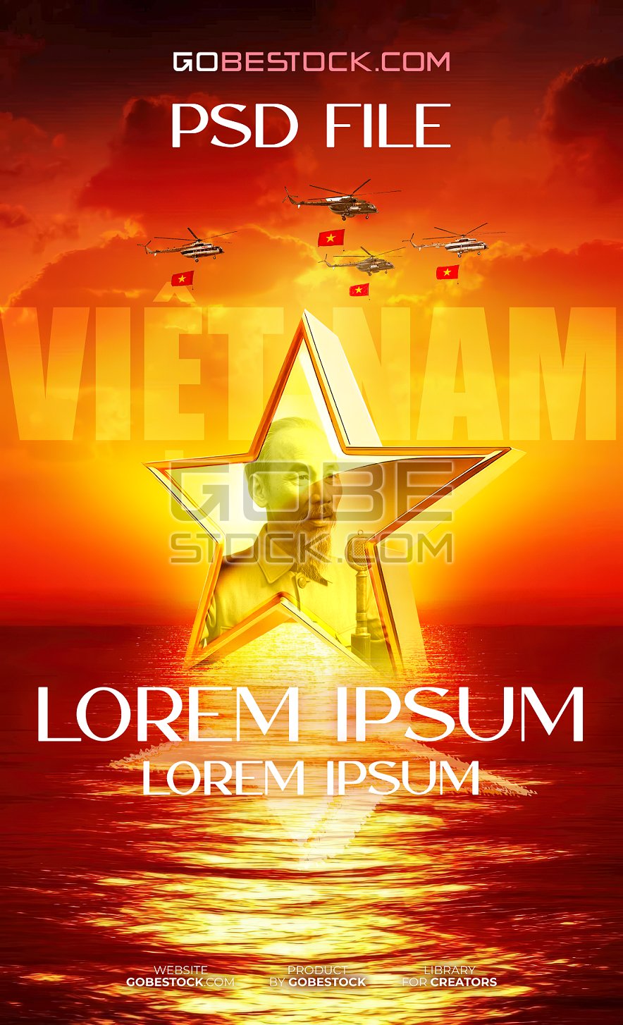 President Ho Chi Minh on the golden star