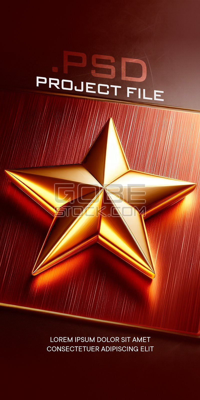 Golden star in metal background