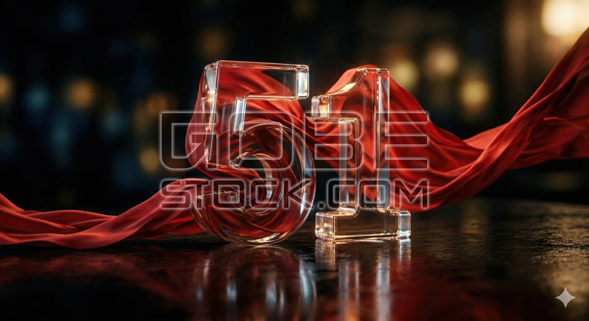 Number 51 glass along with red silk fabric
