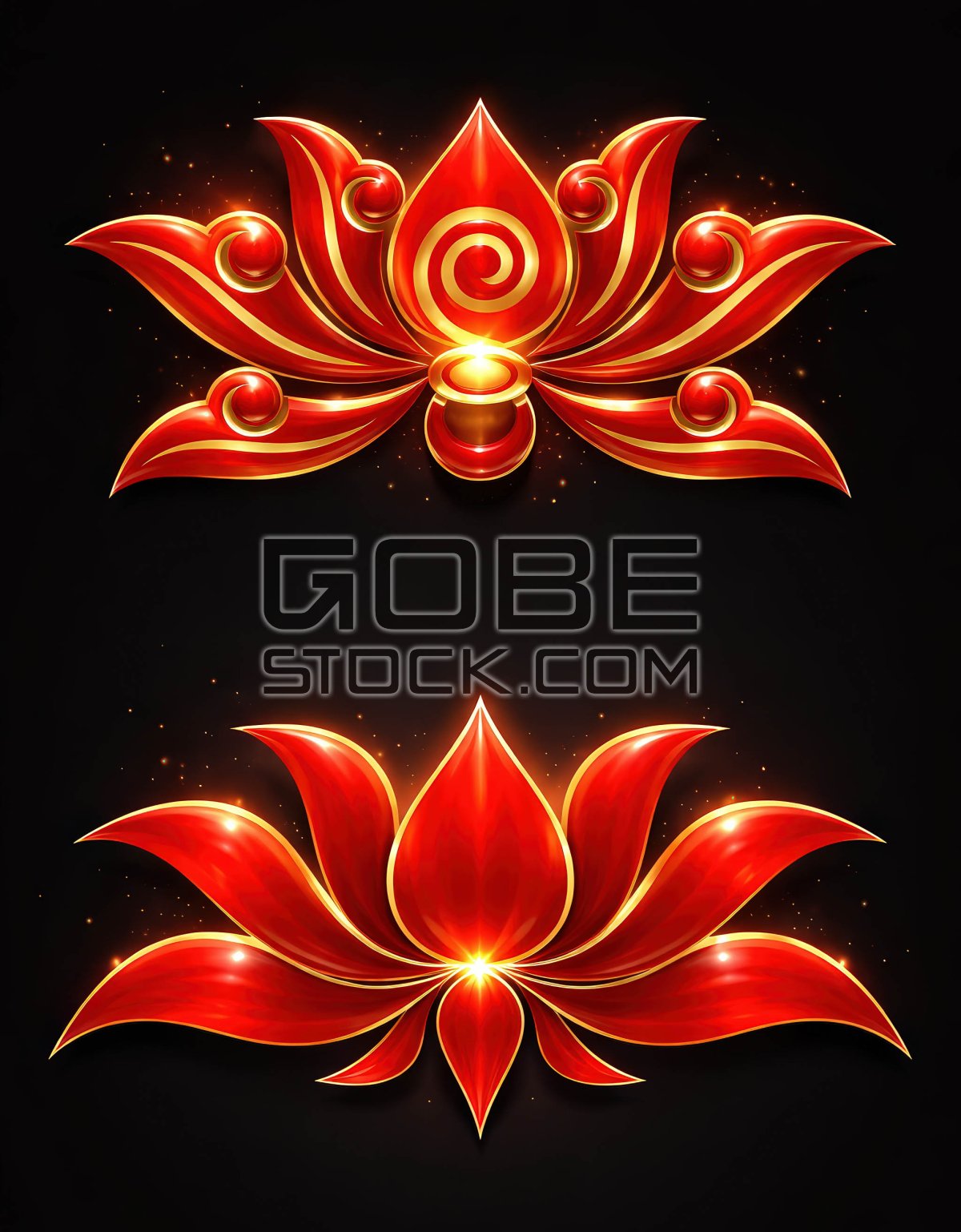 Stylized red lotus flower symbol of Vietnam