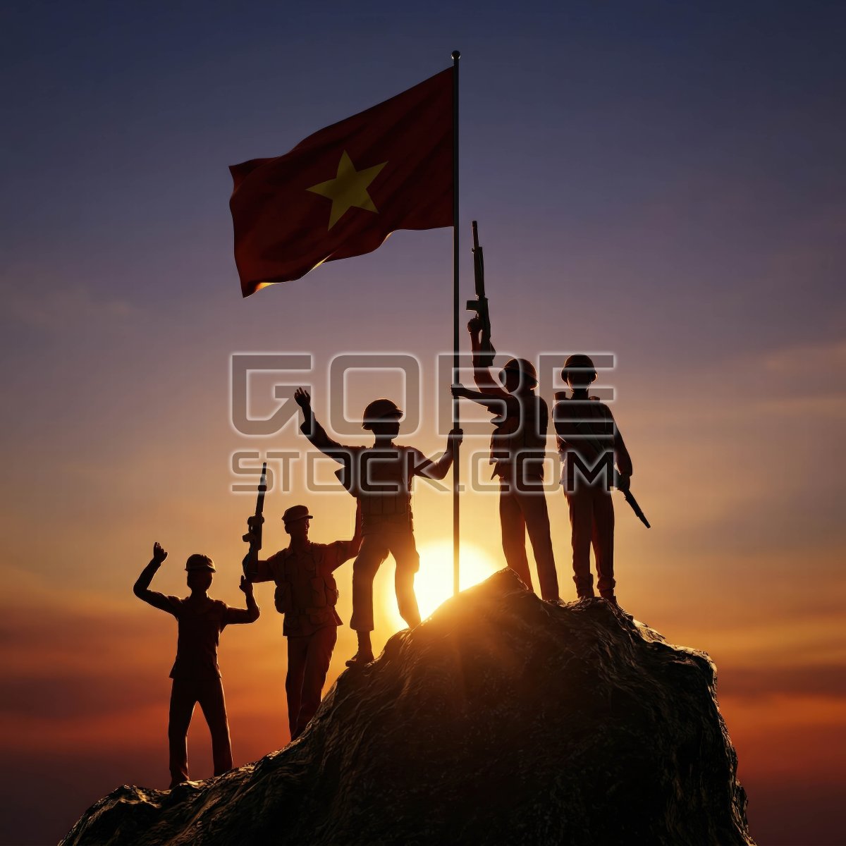 Vietnamese soldiers on the mountaintop