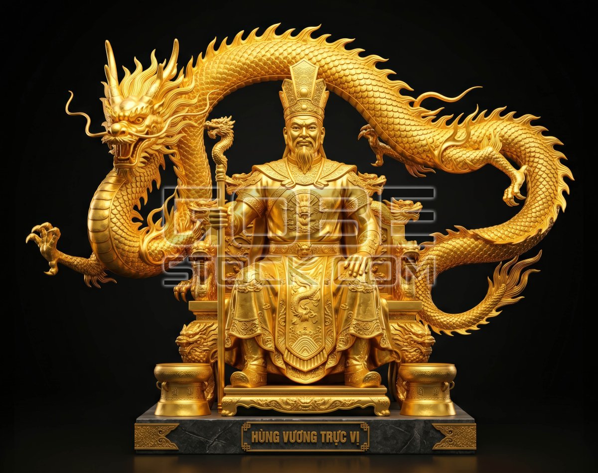 Hung Vuong King and dragon Vietnam golden