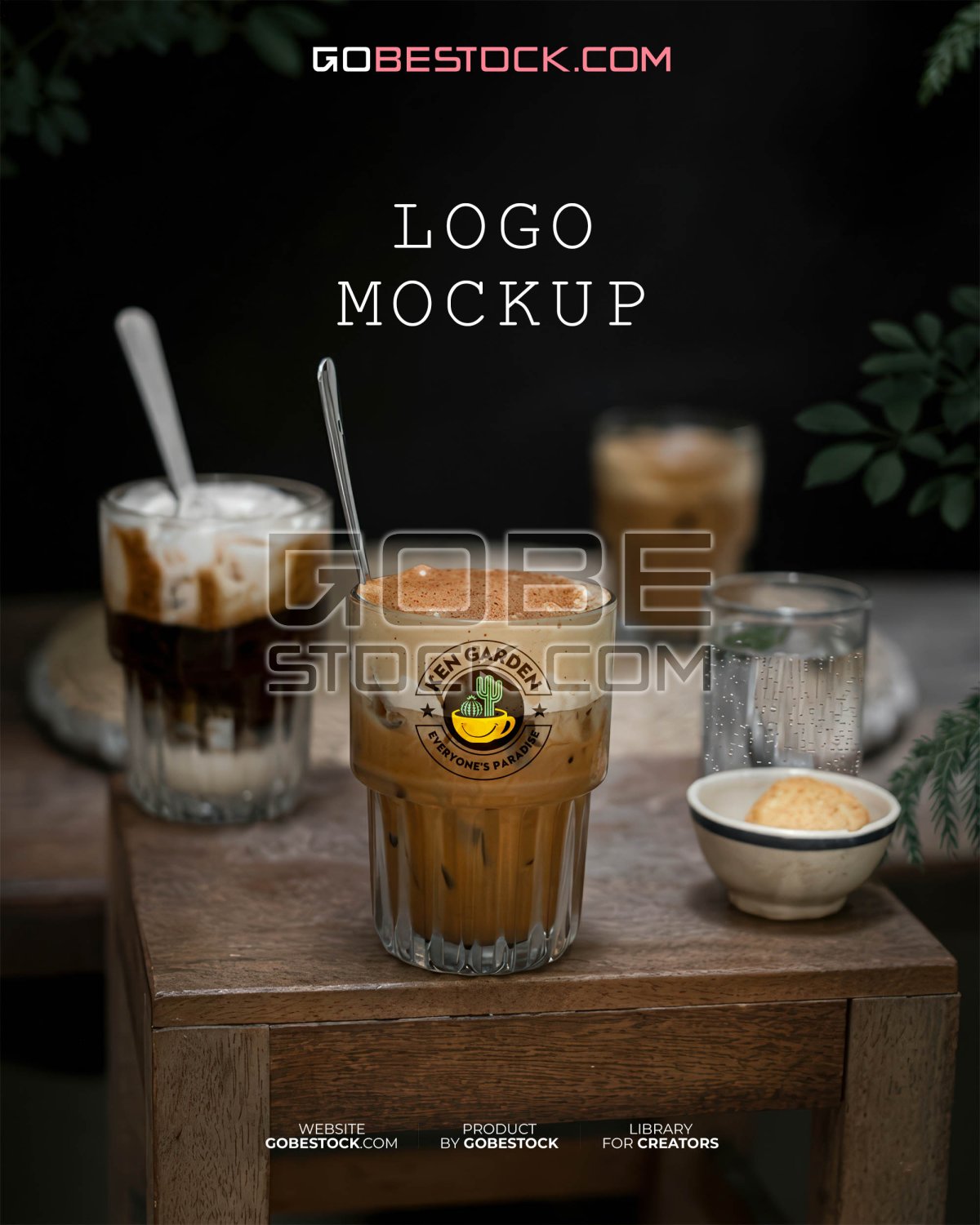 Logo mockup in cup coffee