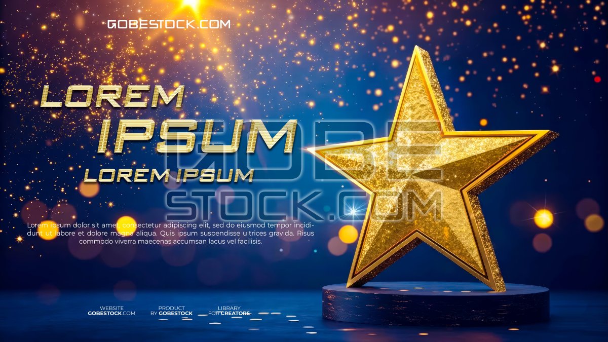 Golden Star in light background template
