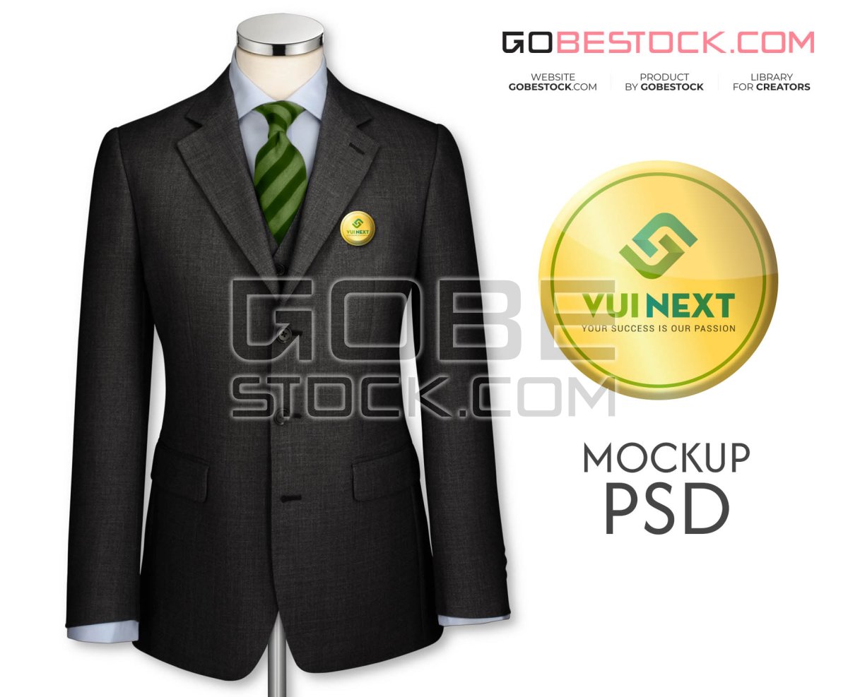 Sticker badge are attached to the vest mockup