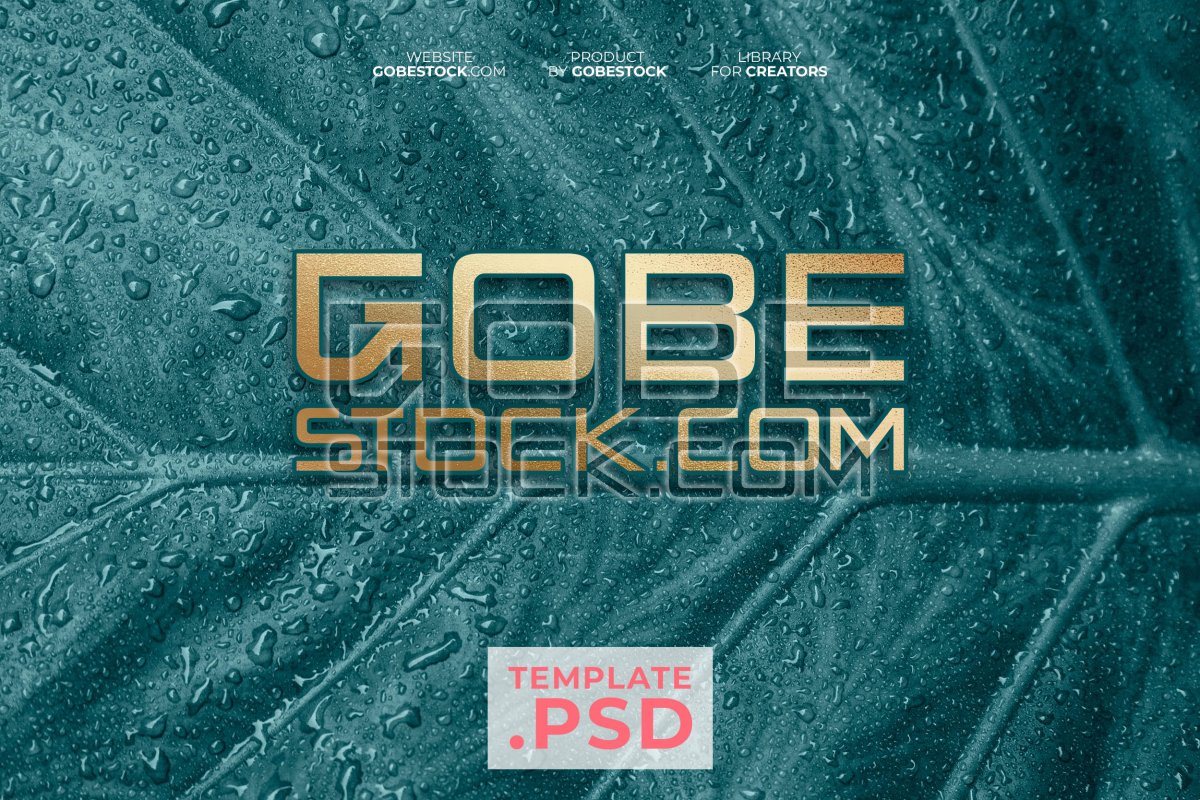 Golden logo in leaf mockup