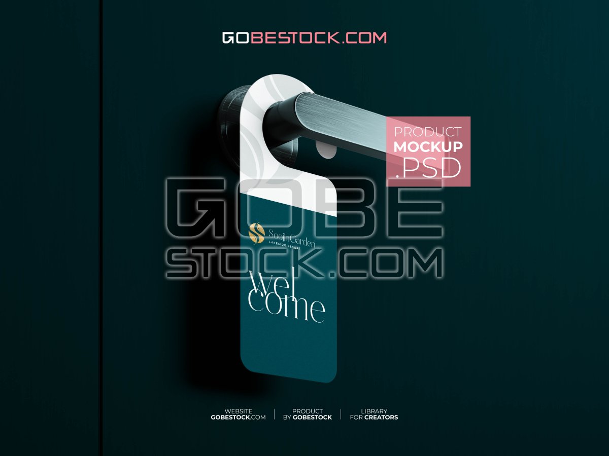 Label door handle mockup