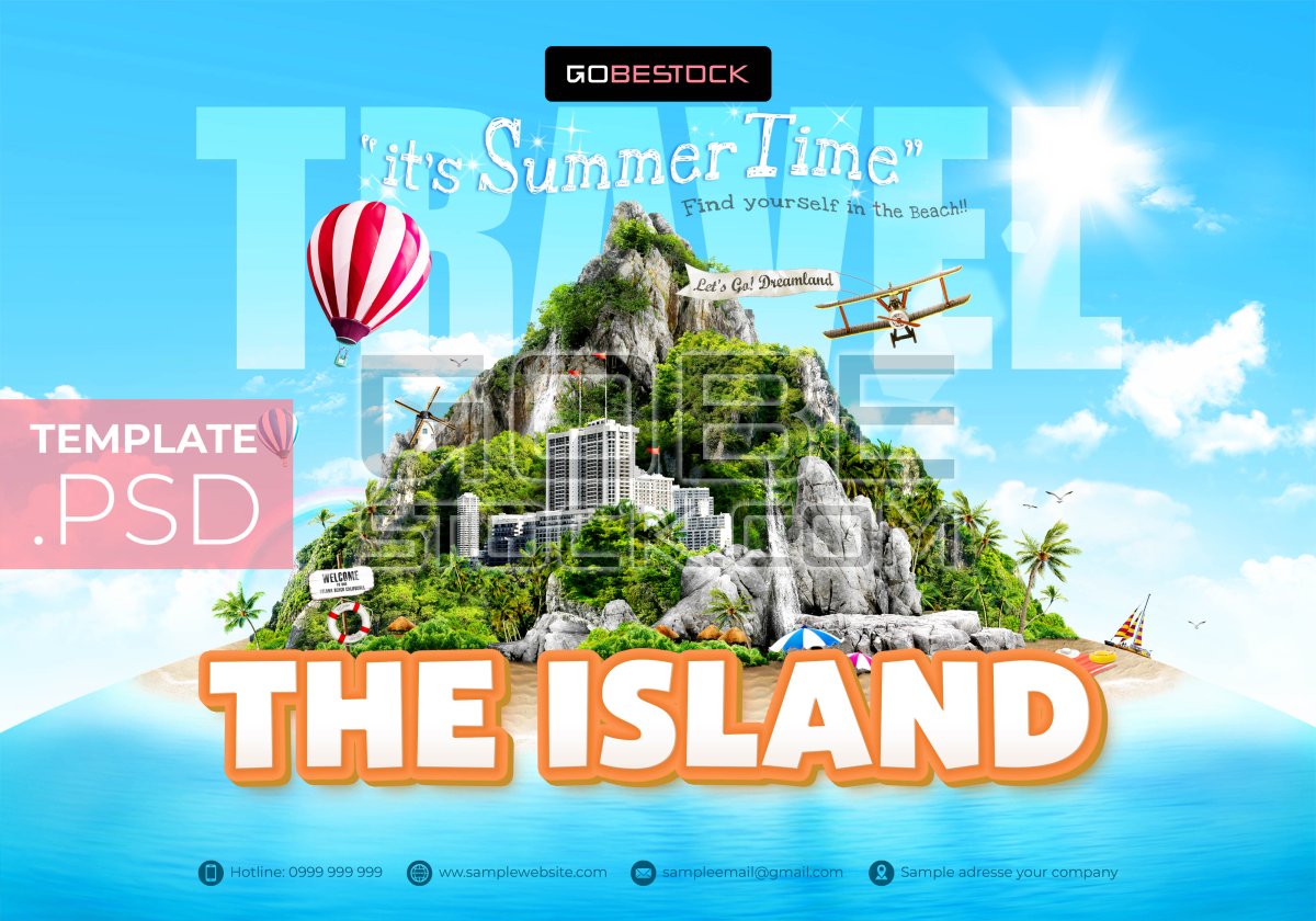 Travel island template background