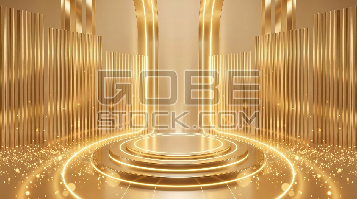 Abstract background golden podium