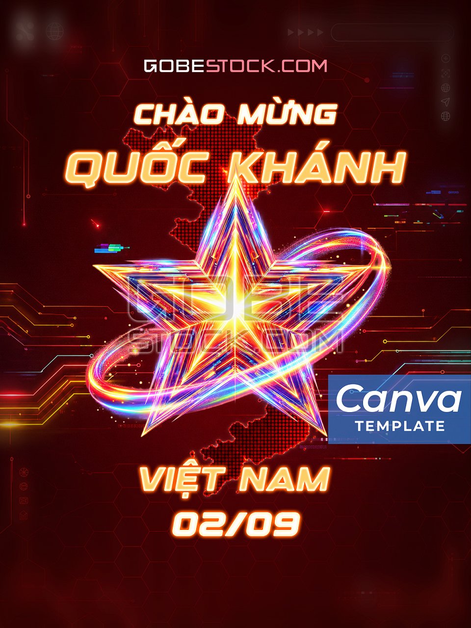 Poster  Vietnam Independence Day technology star light