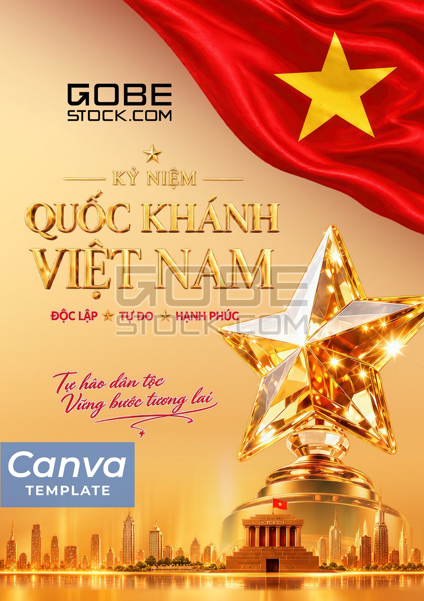 Poster Vietnam Independence Day cristal star trophy