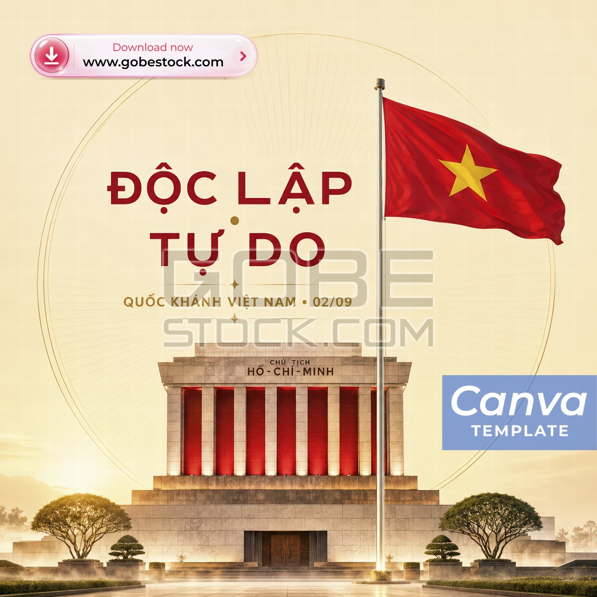 Vietnam National Day Ho Chi Minh Mausoleum Minimal Square Poster