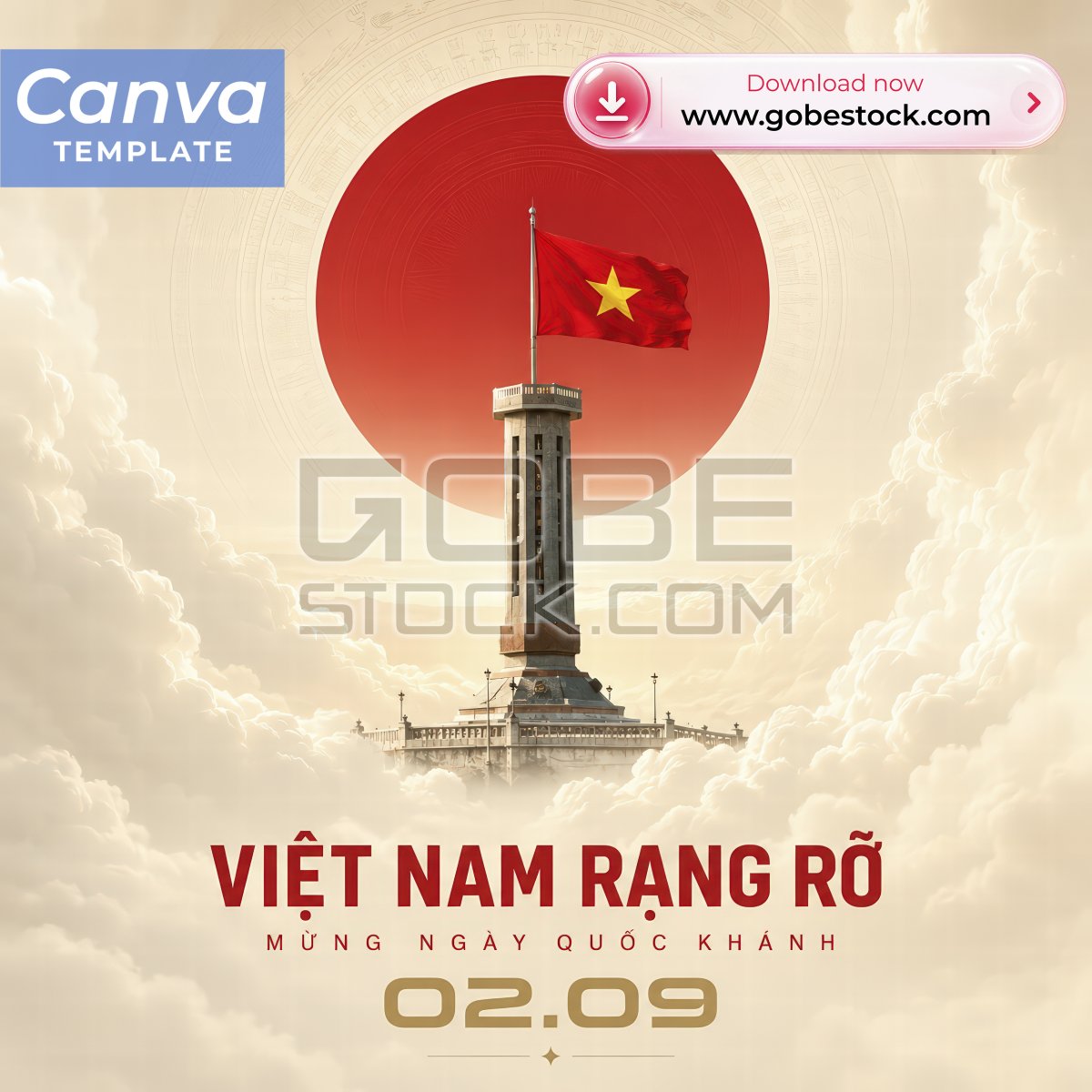 Vietnam National Day Lung Cu Flag Tower Above Clouds Square Poster