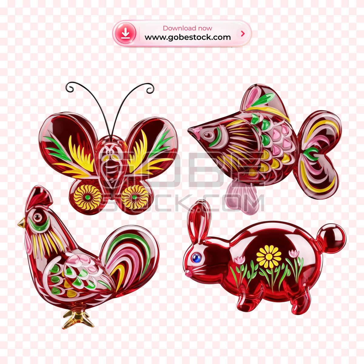 Burgundy Mid Autumn Festival Lantern Set