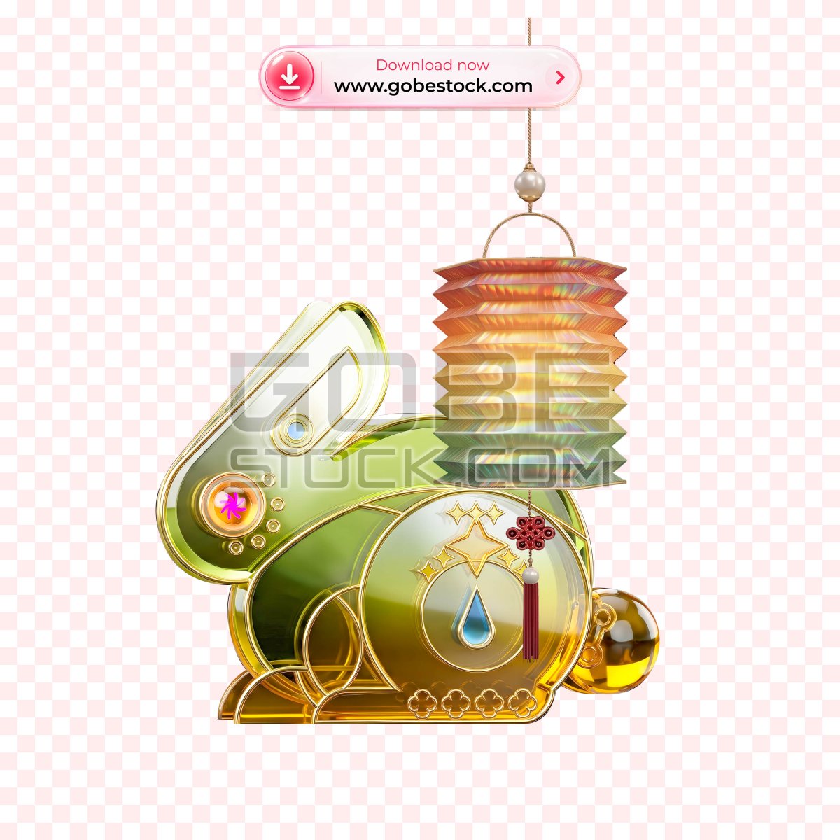 Green Gold Rabbit Mid Autumn Festival Lantern