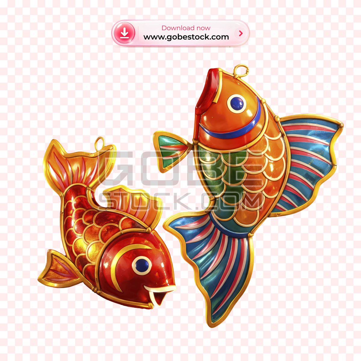 Orange Pair Carp Mid Autumn Festival Lantern