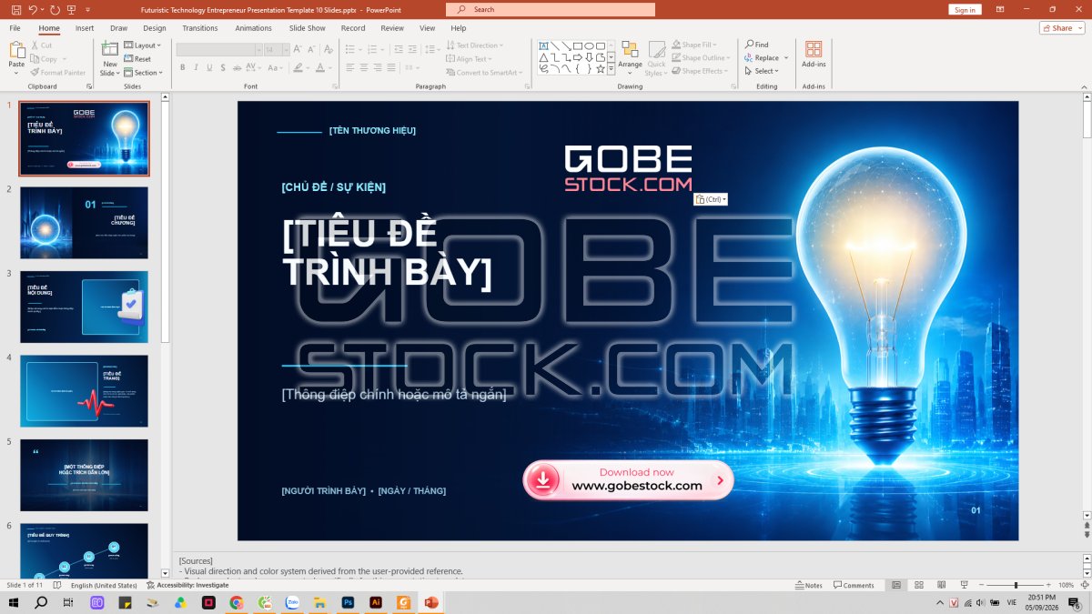 Futuristic Technology Entrepreneur Presentation Template 10 Slides
