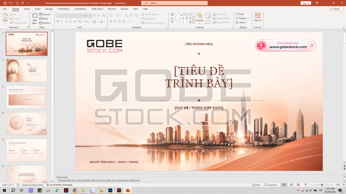 Rose Gold Entrepreneur Business Presentation Template 10 Slides