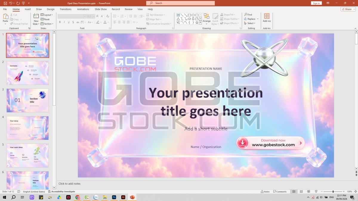 Opal Glass Slide Powerpoint Presentation