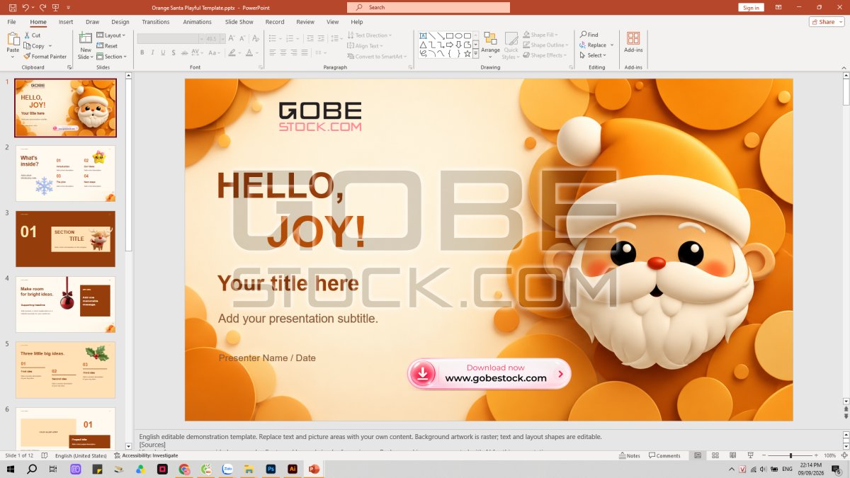 Orange Santa Playful Template Slide Powerpoint Presentation