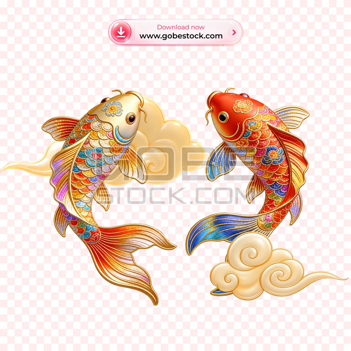 3D Glass Ornamental Koi Fish Pair