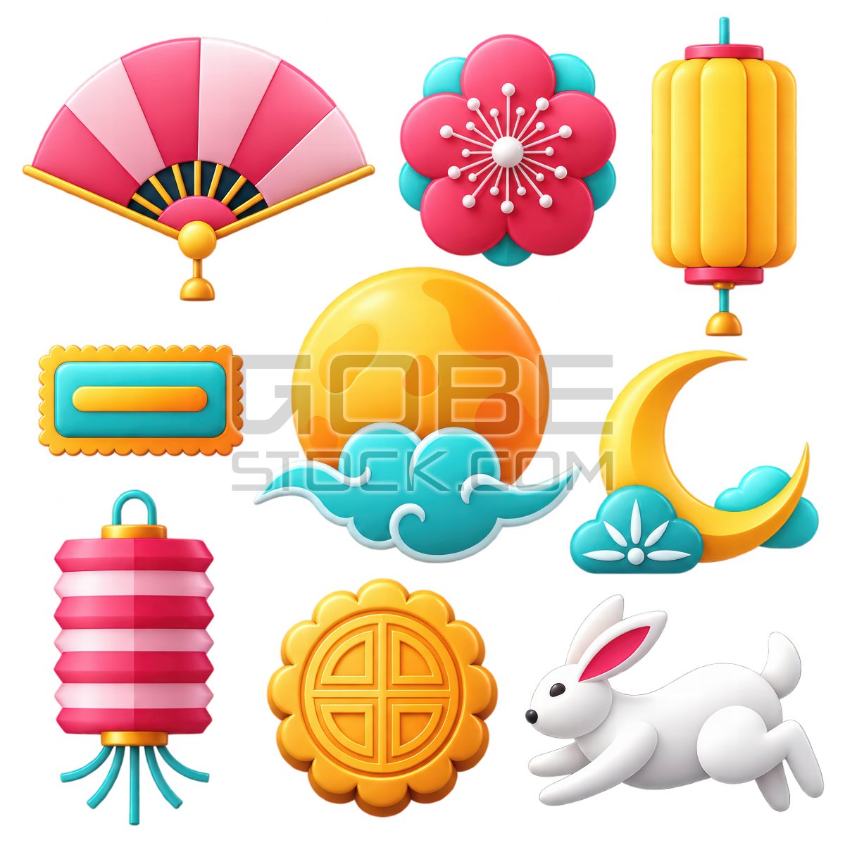 Mid Autumn Festival 3D Icon Element Collection