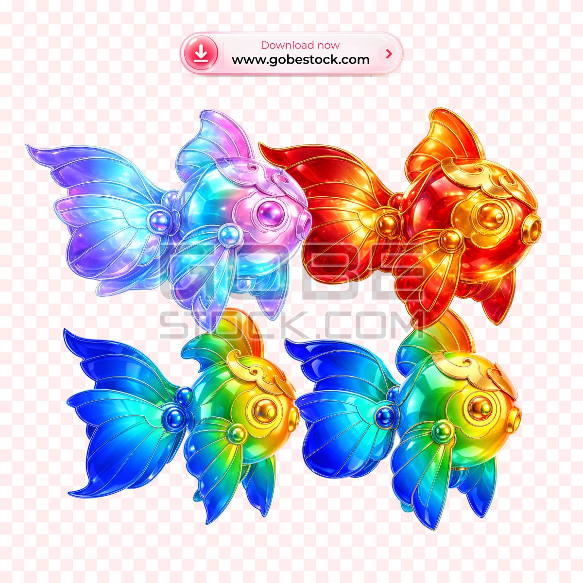 Rainbow Glass Carp Lantern Side View Cutout
