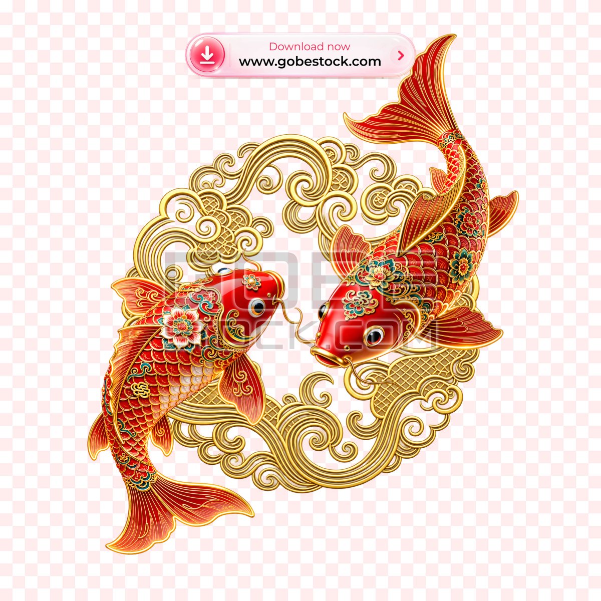Red Gold Ornamental Koi Fish