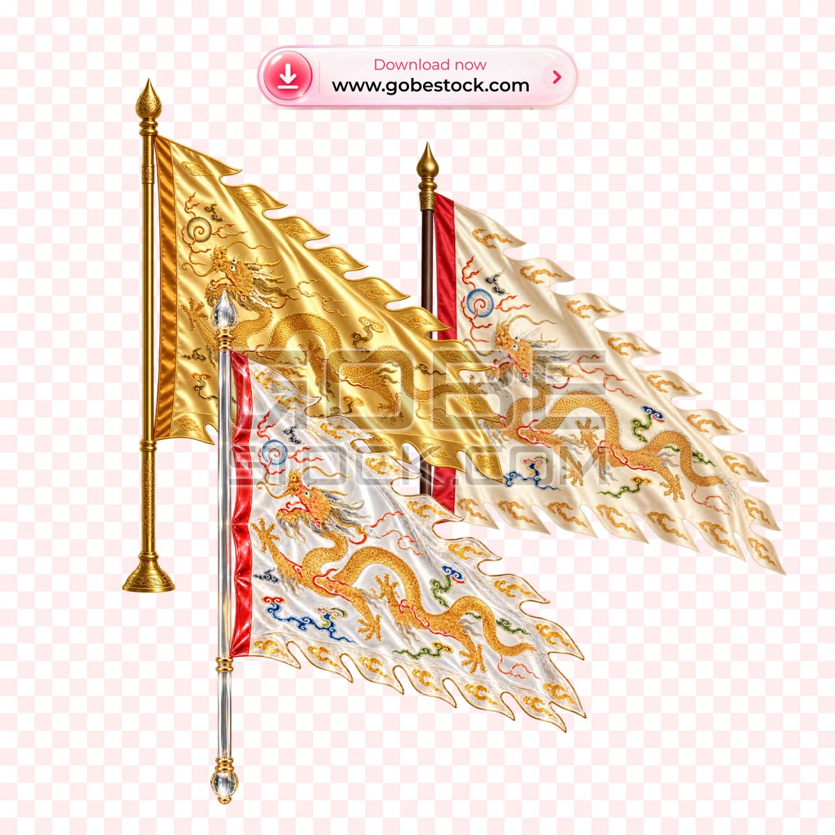 White Dragon Ceremonial Flag Fabric