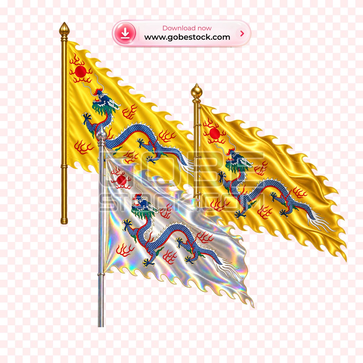 Yellow Dragon Imperial Flag Fabric