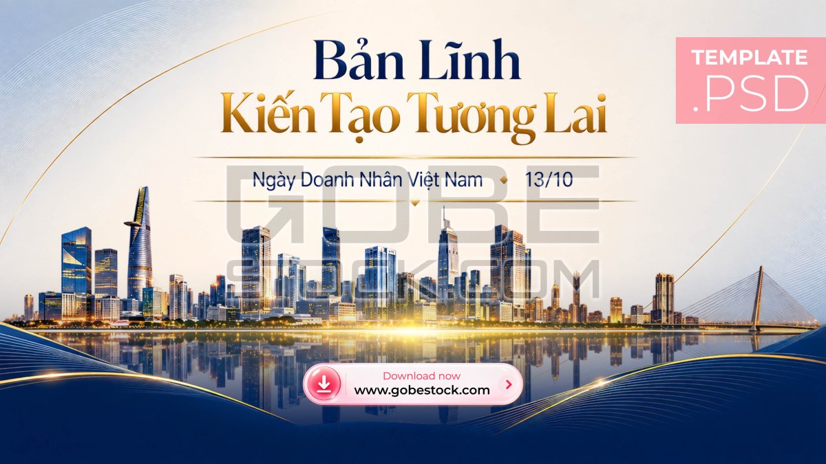 Vietnam Entrepreneurs Day 13 October Modern Skyline Future Blue