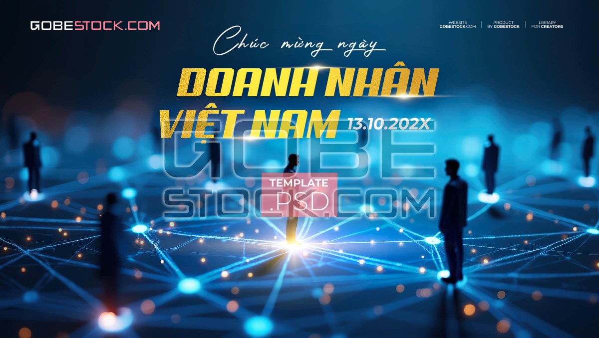 Vietnam Entrepreneurs Day banner with business people connected by glowing network
