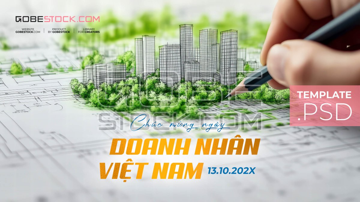 Vietnam Entrepreneurs Day banner with hand sketching sustainable city plan