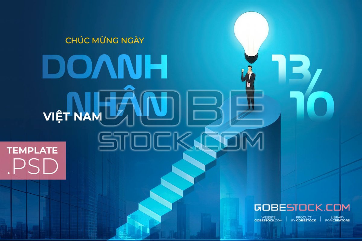 Vietnam Entrepreneurs Day banner with key shaped staircase leading to lightbulb