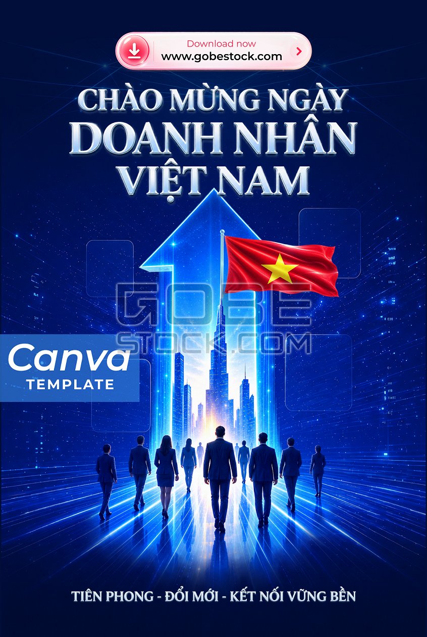 Futuristic Vietnamese Entrepreneurs Day City Gateway Poster
