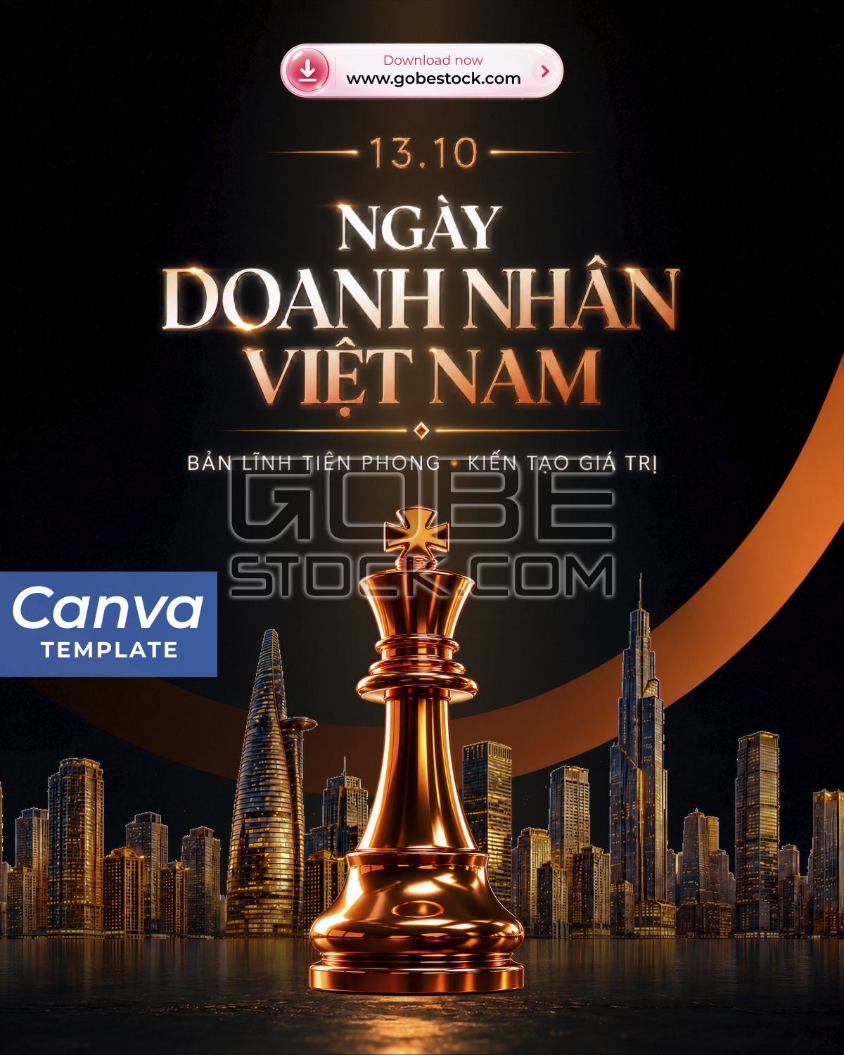 Vietnam Entrepreneurs Day 13 October Gold King Chess Black