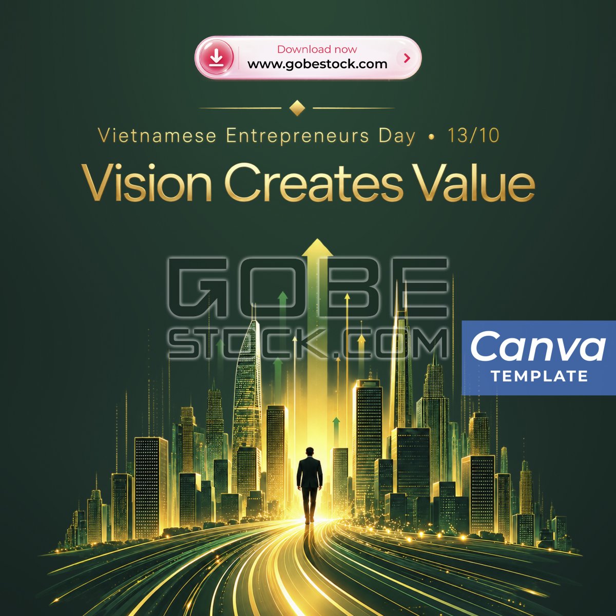 Vietnam Entrepreneurs Day 13 October Growth Arrow Vision Green