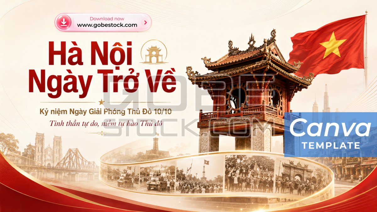 Hanoi Liberation Day Temple Heritage Memory Poster
