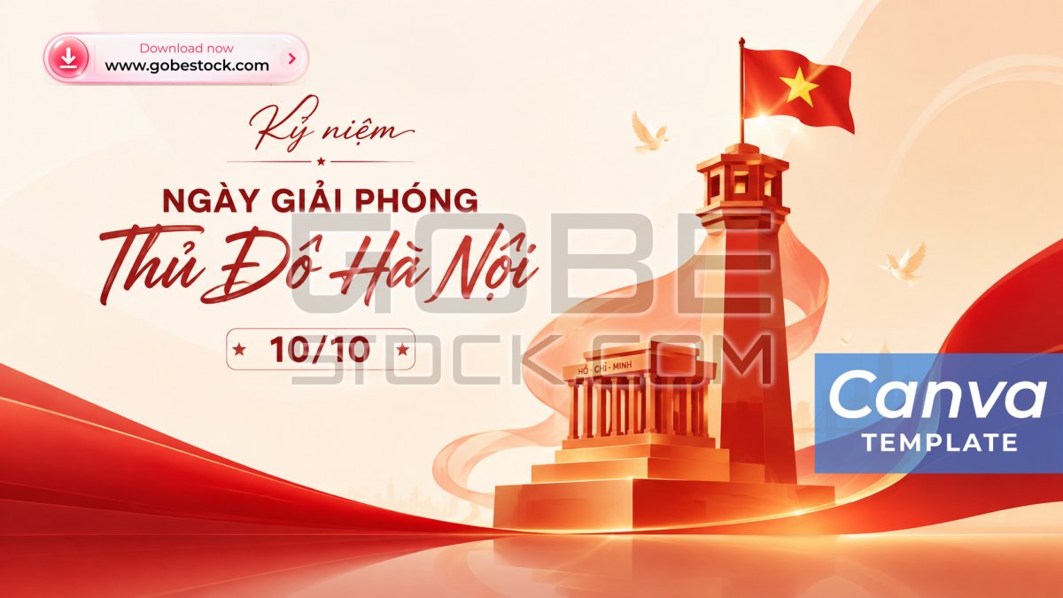 Hanoi Liberation Day White Red Mausoleum Dove Poster