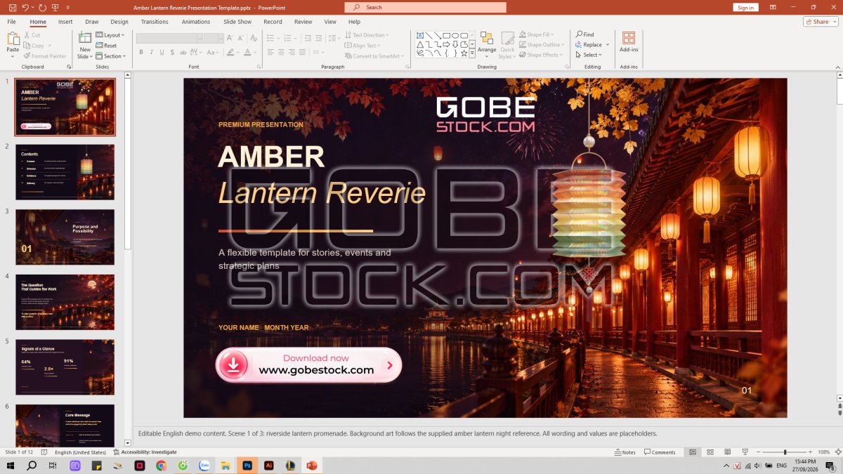 Amber Lantern Reverie Presentation Template
