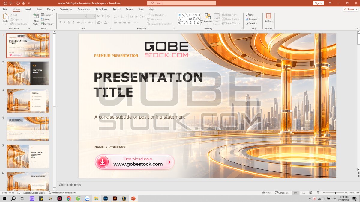 Amber Orbit Skyline Presentation Template