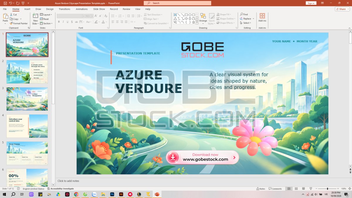 Azure Verdure Cityscape Presentation Template