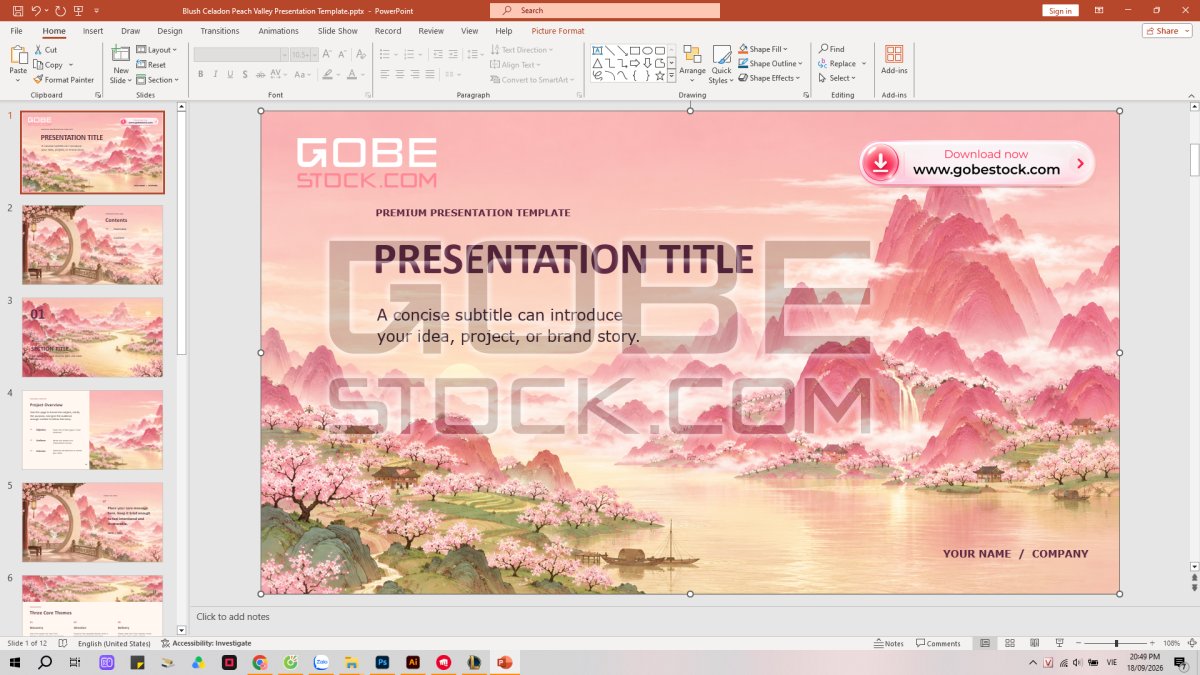Blush Celadon Peach Valley Presentation Template