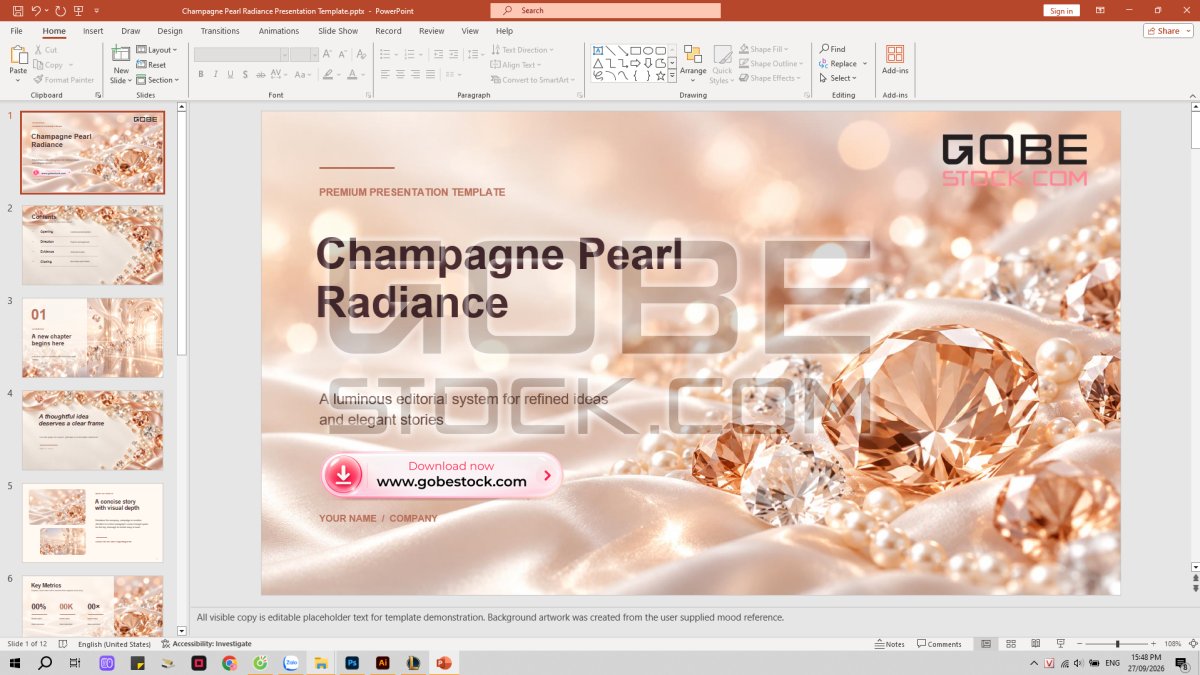 Champagne Pearl Radiance Presentation Template