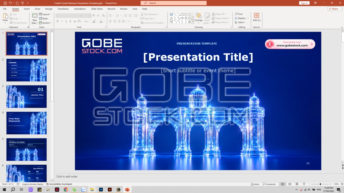 Cobalt Crystal Gateway Presentation Template