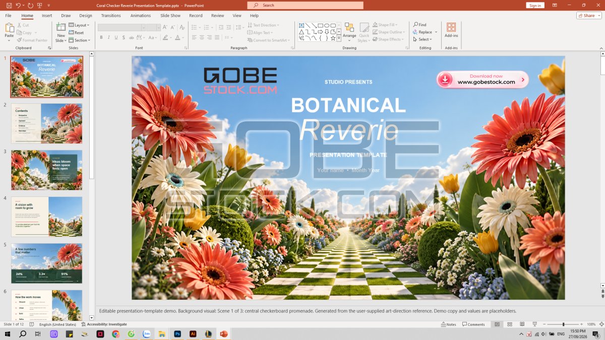 Coral Checker Reverie Presentation Template