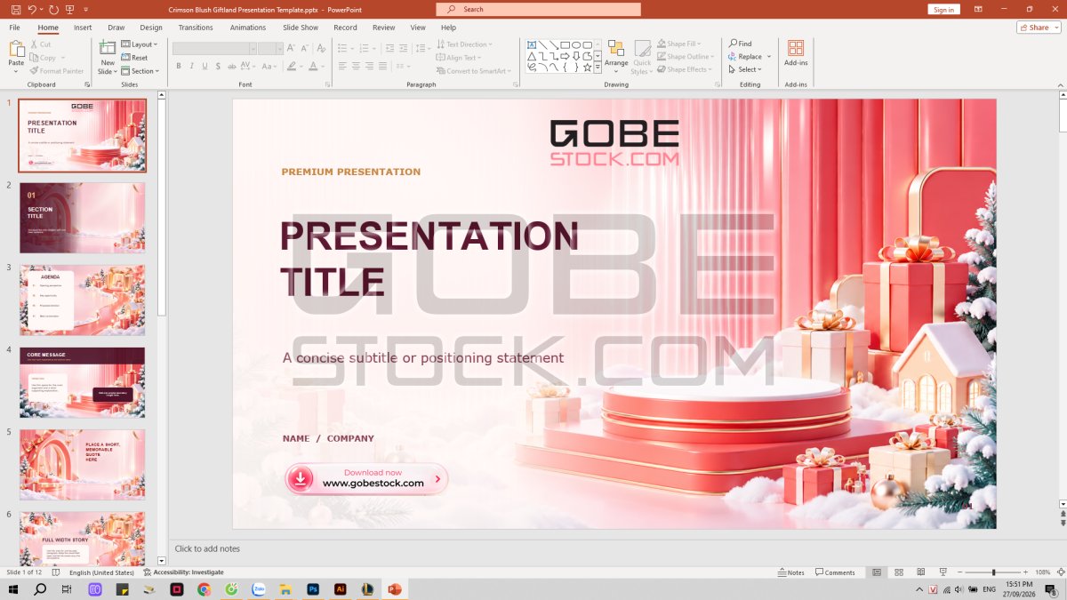 Crimson Blush Giftland Presentation Template